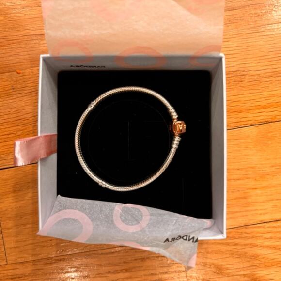 NWT Pandora Original Snake Chain Bracelet - Rose Gold Barrel Clasp - Picture 5 of 7
